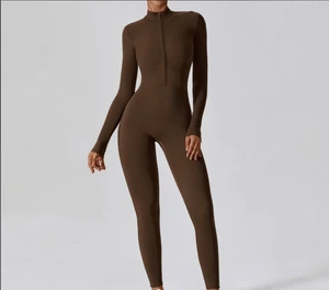 TOPKO High Quality ODM OEM Women's Zipper  Long-sleeve Yoga Jumpsuit High-intensity Bodybuilding Bodysuit