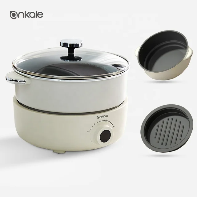 Multi-purpose 3L white electric hot pot with steamer nonstick fry pan electric cookware electric pot electric cooking pot