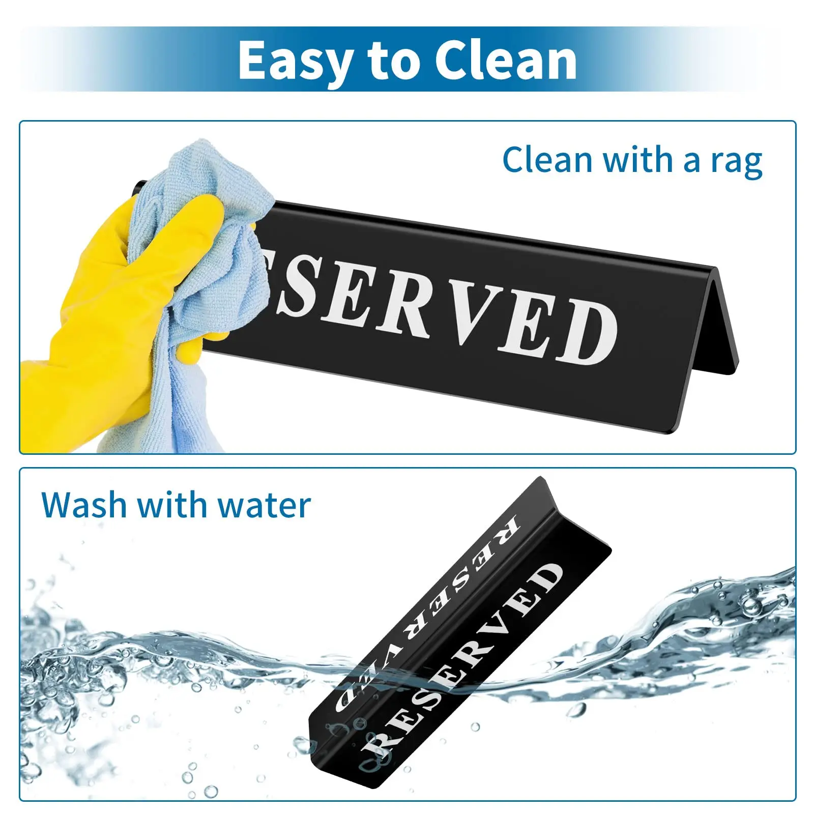 2x8 Inches Custom Printing Desk Sign Guest Reservation Table Notice Seat Sign Acrylic Reserved Table Tent Signs