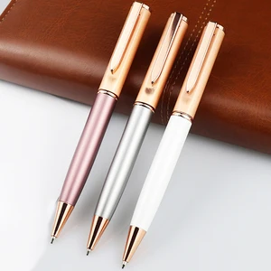 High Quality Promotion Luxury Rose Gold Metal Ball Pen with Custom Logo Engraved Stationery Twist Metal Ballpoint Pens