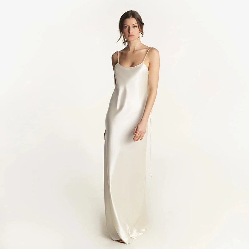 New Arrival 2024 Spring Luxury Women Silk Maxi Dress 100% Mulberry Silk Dresses