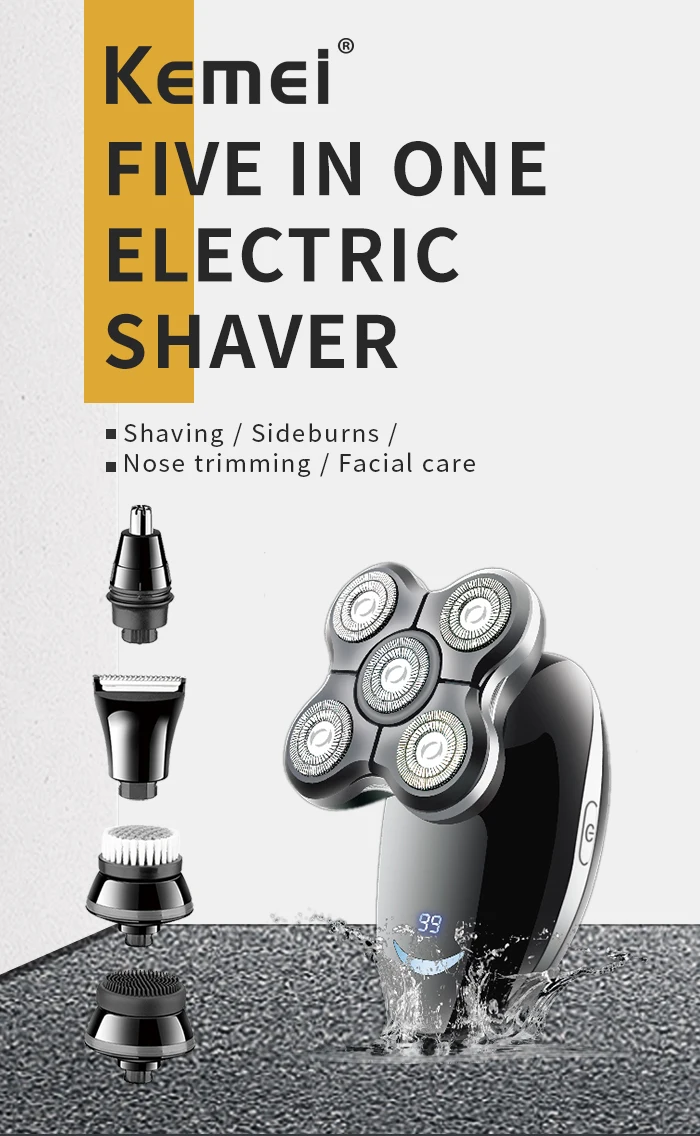 KM-1111 Factory price waterproof cordless painless multifunction hair shaver 5 in 1 men electric