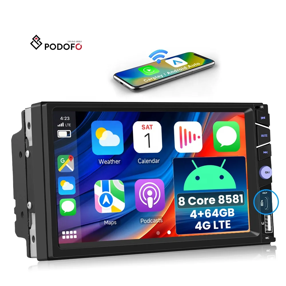 Podofo 8-Core Android Car Radio 4+64G 7