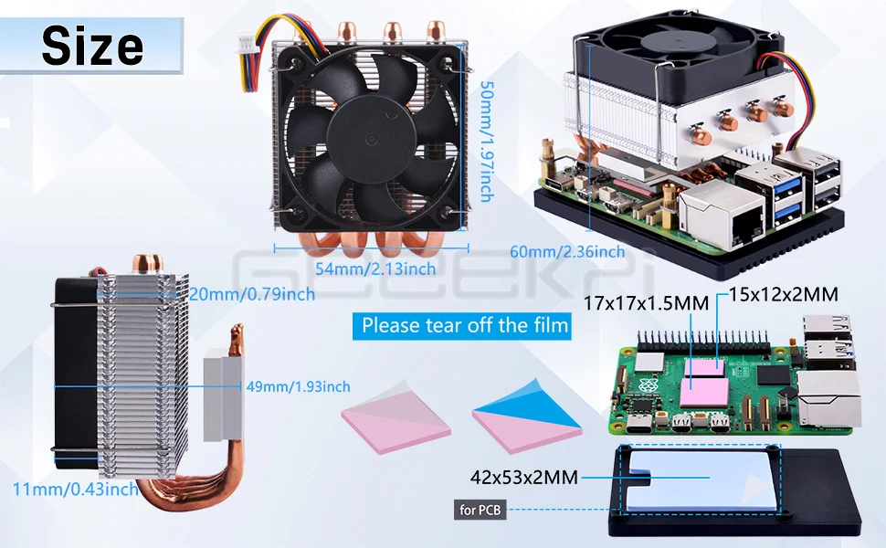 Geeekpi Low-profile Plus Cooler, CPU, G815 - detail 8