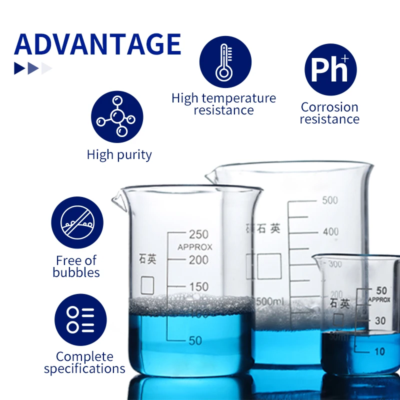 Heat Resistant Glass Beakers Lab Glassware Chemistry Lab Equipments Quartz Glass Beaker