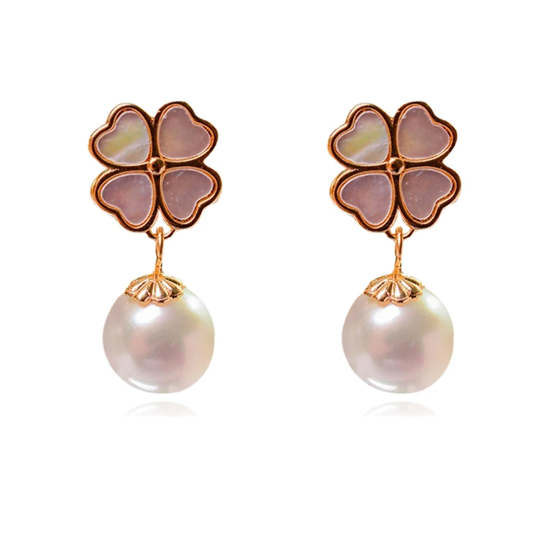 clover pearl earrings