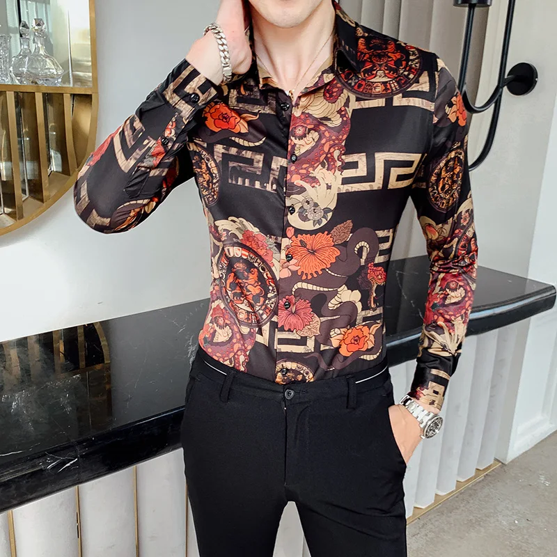 Fashion Long-sleeved Shirt Men Korean Style Self-cultivation Personality  Trend Flower Shirt European Retro - Buy Trendy Flower Shirt,Fashion  Long-sleeved Shirt,Korean Slim Fit Shirt Product on 