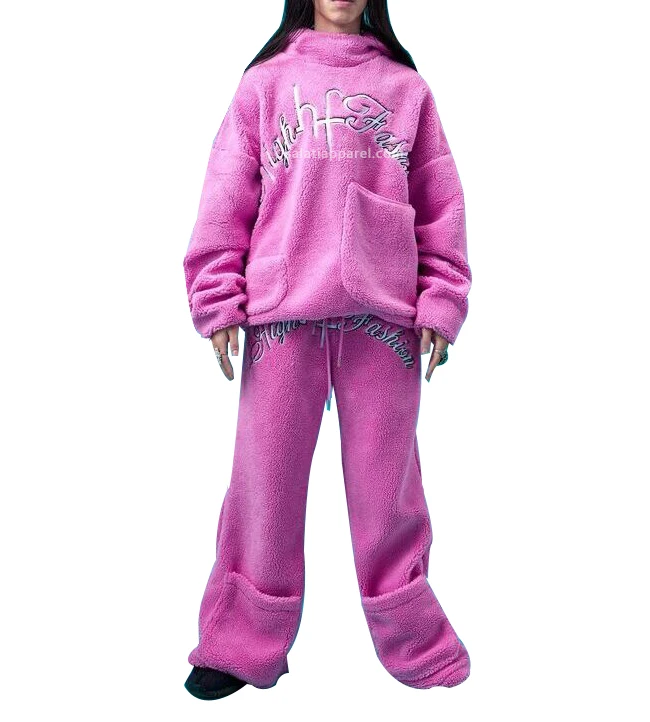 Unisex Tracksuits With Logo Custom Embroidery Fleece Oversized 100% Cotton Sweatsuit Jogger Flared Sweatpants and Hoodie Set Men gallery 7