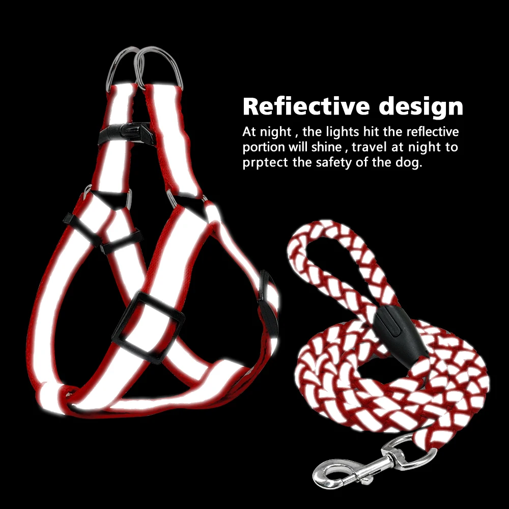 Good Quality Durable Reflective Nylon Pet Dog Collar With Harness And Leash Set manufacture