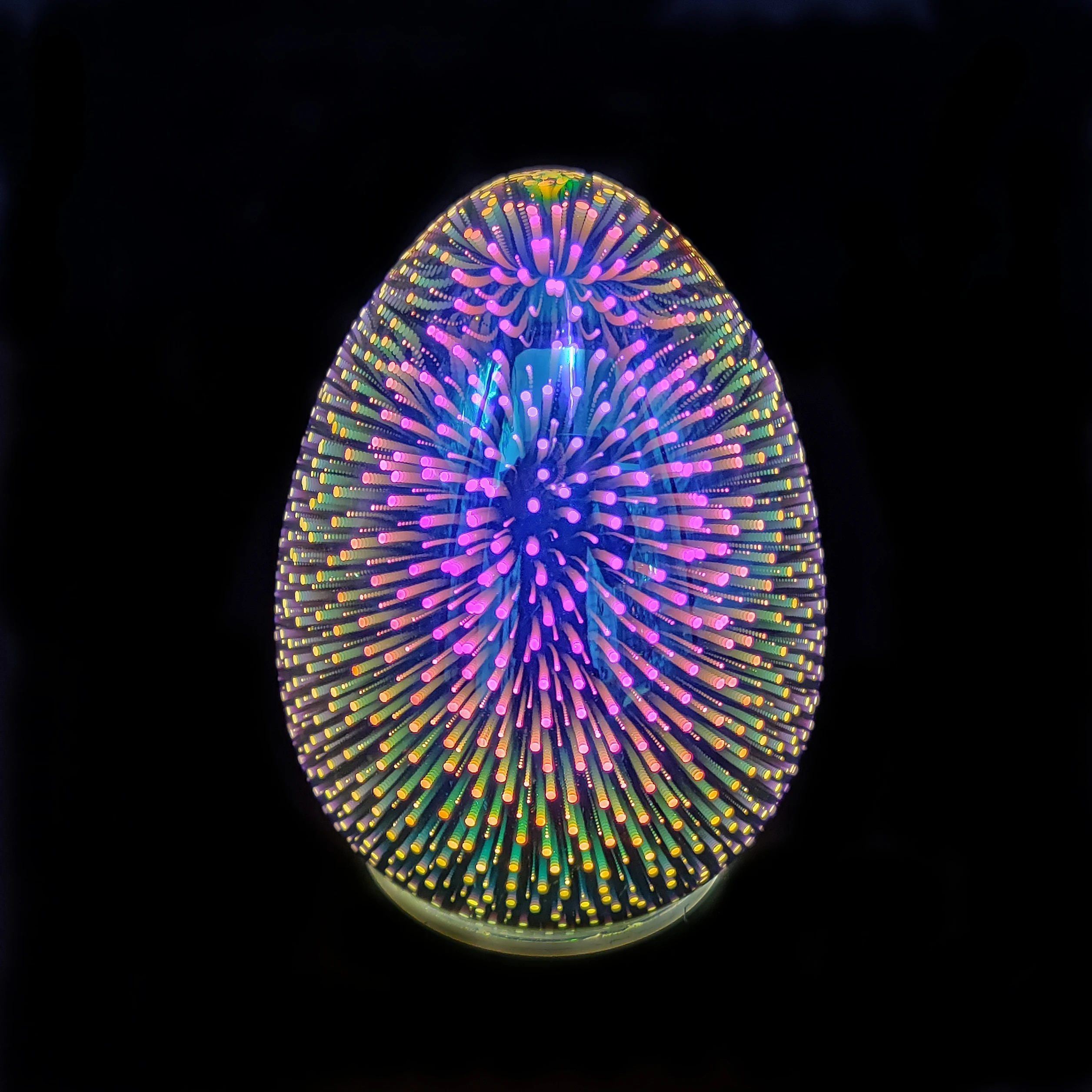 Illuminated decorative glass art 3d firework pattern egg decoration easter 3d egg light christmas luxury led table decorations