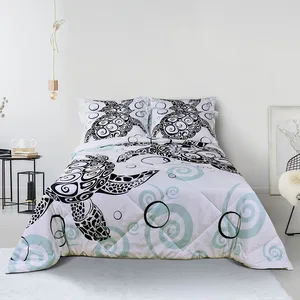 100% Microfiber Quilted 3D Bedding Set Quilt Comforter Sets Bedding Luxury Turtle Animal Bed Cover Polyester