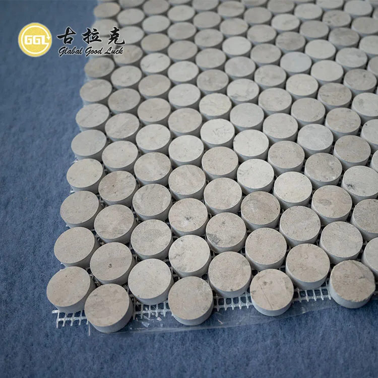 Plain Gray Marble Non-slip Surface Mini Round Mosaic Outdoor Walls manufacture