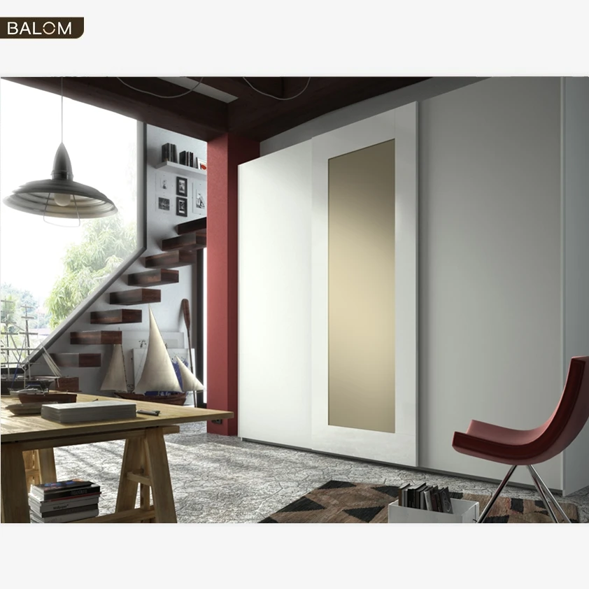 BALOM Fitted Mobile Walk in Storage Armoire Cloth Wooden Model Sliding Door Wardrobe Door with Dressing Table