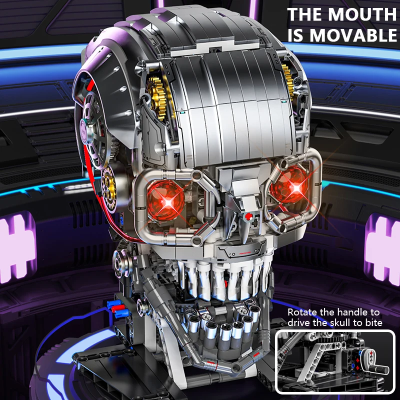 ◆【極美品】THIRTEEN DESIGNS KR-1 MAD SKULL 13089 1099pcs Mechanical Skull Skeleton Horror MOC Puzzle