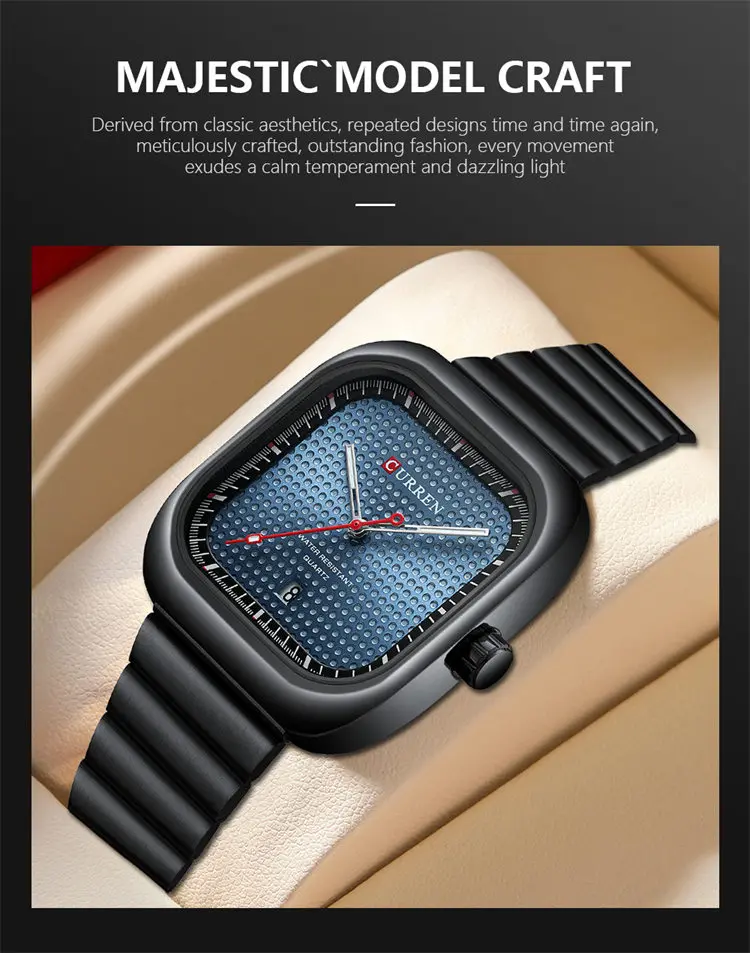 Curren 8460, оптовая продажа, производство, мужские часы, недорогие часы из нержавеющей стали с квадратным дисплеем даты, низкие часы moq, повседневные ручные часы