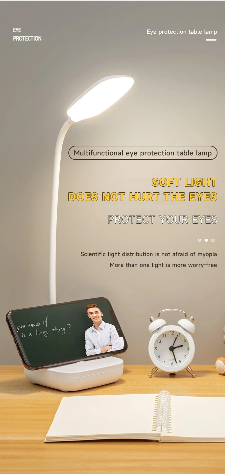 Cheap Table Lamp Reading Study 3 Color Temperature Touch Flexible Led