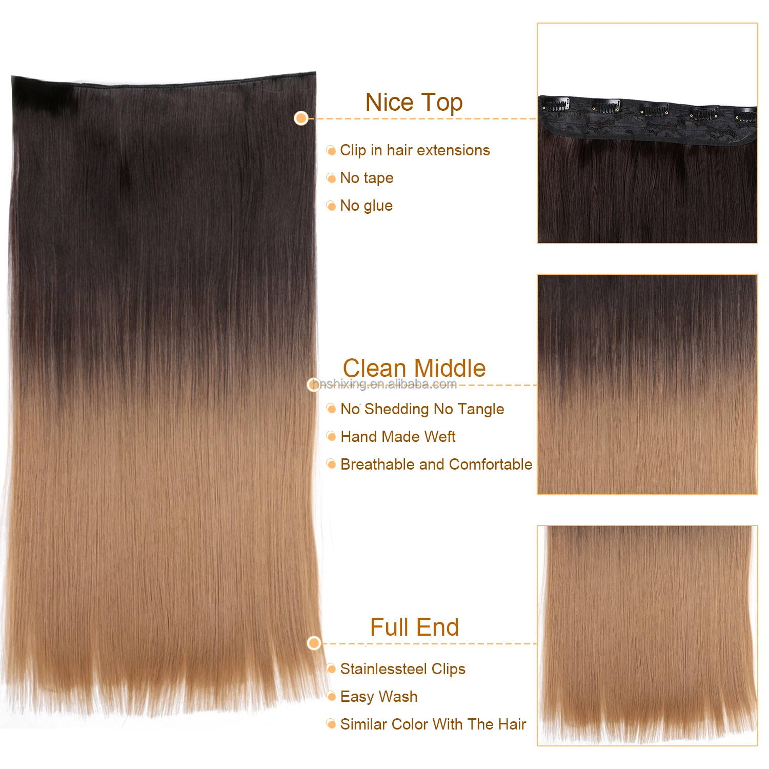 Clip In Hair Extensions 24 Inch Natural Long Wavy Synthetic Hair