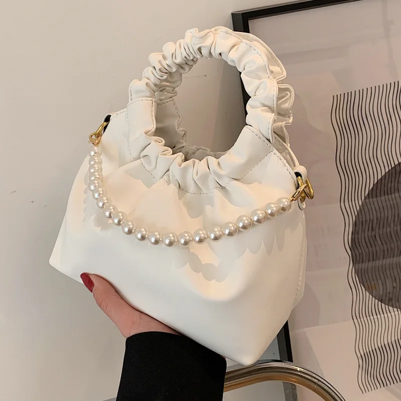 Shop Our Collection of Ruched Round Handle Pearl Chain Bags