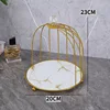 Single-layer golden birdcage (white striped base)