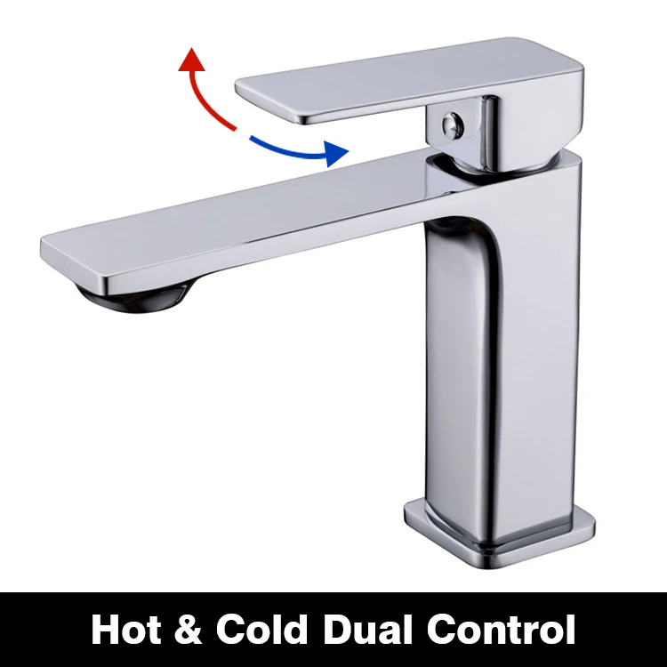 SANIPRO Moden Simple Design Deck Mounted Hot and Cold Water Mixer Wash Basin Faucet Brass Bathroom Taps