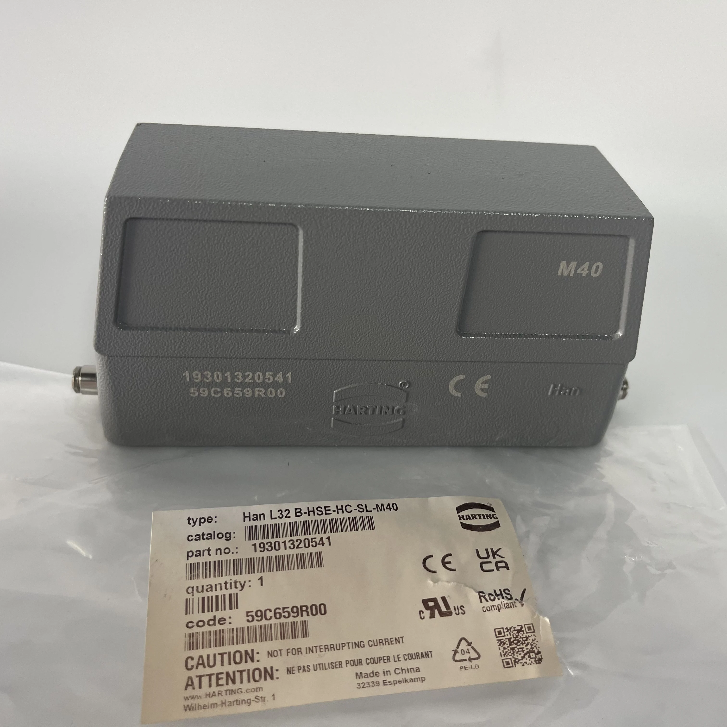 HARTING Han Connector Hood Han L32 B-HSE-HC-SL-M40 19301320541 HARTING Han Connector Hood Han L32 B-HSE-HC-SL-M40 19301320541
