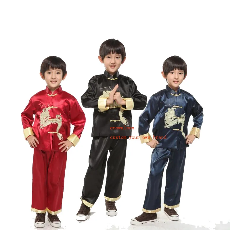 Hooyi Baby Boy Dragon Tang Coat - Red Chinese Cheongsam Jacket, Long Sleeve, Size 4, Festival & Party Costume