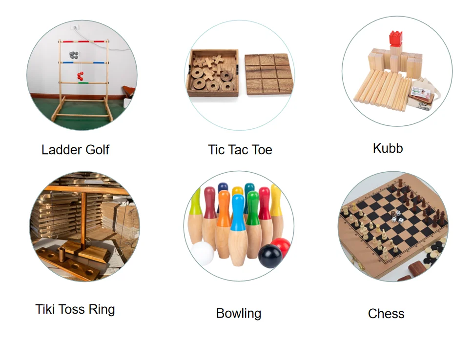 Premium Rubberwood Wooden Skittles Throwing Game Outdoor Backyard Lawn ...