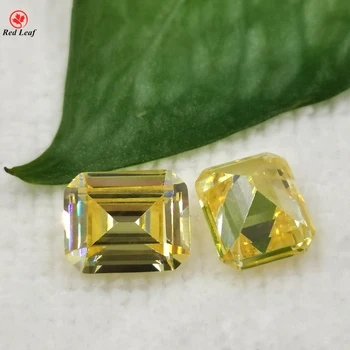 Redleaf Jewerly Synthetic Cubic Zirconia Lemon Color Loose Gemstone Emerald Cut CZ