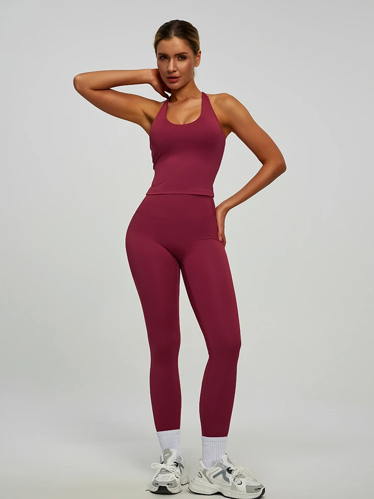 High Quality Sample Women 2-Piece Butt Lift Yoga Leggings Wear Strapless Sports Bra Yoga Sets with the Flare Yoga Leggings