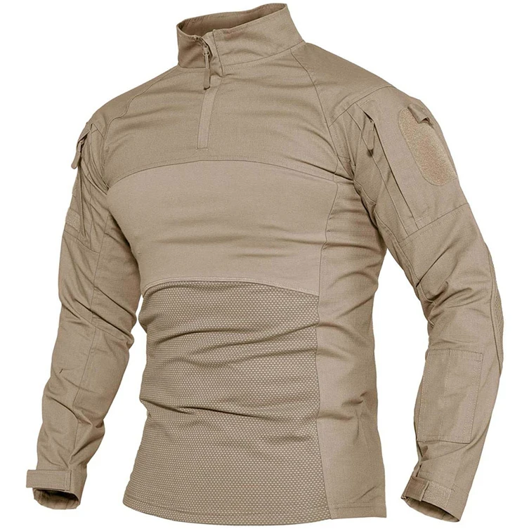 Mens' Hunting Shirts 1/4 Zip Long Sleeve Tactical Shirts Outdoor Hiking Shirts Casual Pullover Tops 