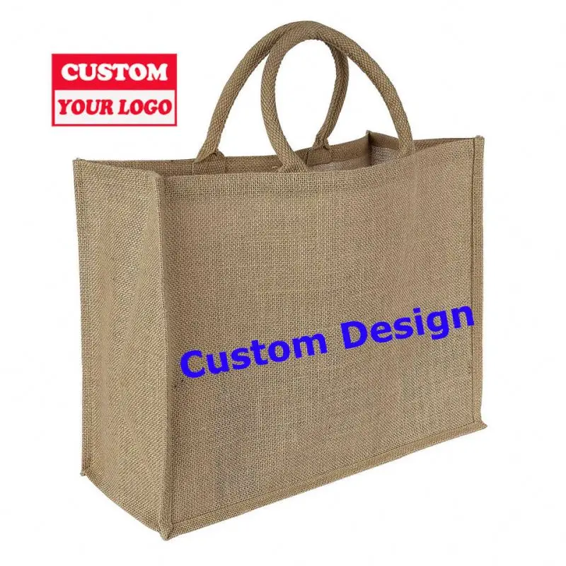 Borsa Shopper In Iuta Con Fodera In PVC – Tote Bag Riutilizzabile Ecologica Per Spiaggia E Spesa