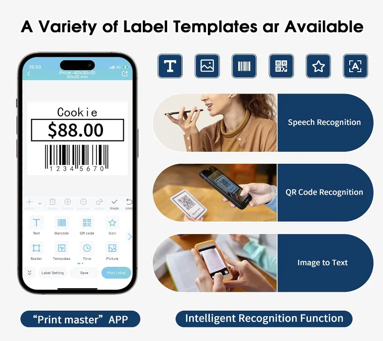 AIMO Original Design M220 Label Printer Impresora Impresora Portatil De Blue tooth Barcodes QR Codes Tag Mini Printer