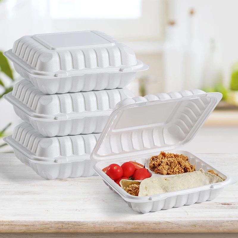 Factory Mfpp Reusable Microwave Safe Plastic Takeout Box Clamshell Design Disposable Lid Party Takeaway Food To-Go Containers