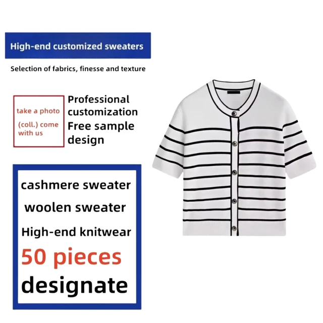 Women's Striped Cotton Knit Cardigan with Button Design New Tempered Product Category