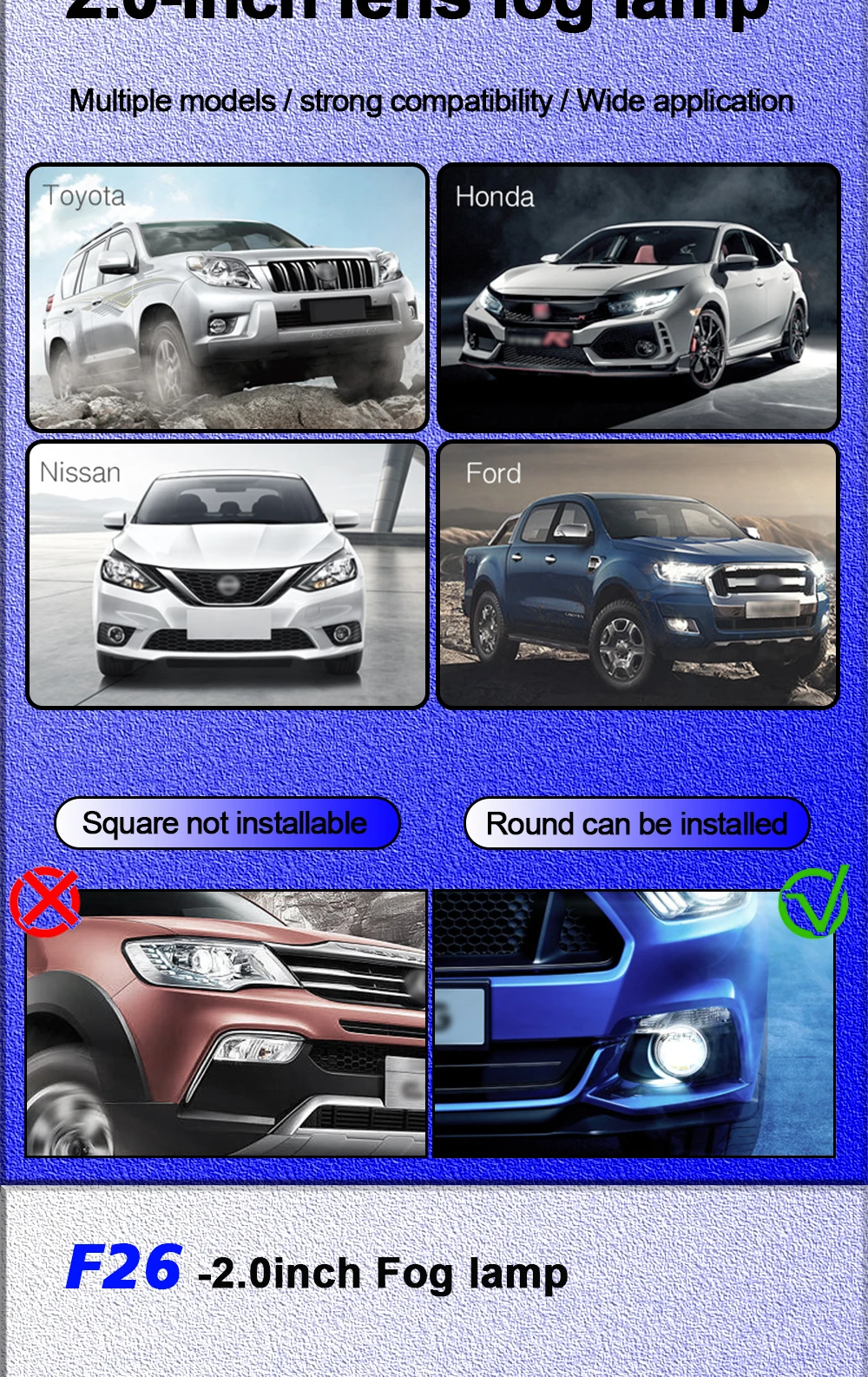 Wholesale High Quality Led Lenses Fog Lamp Bi Led Projector Lens Headlights Headlamps Car Accessories for Car 2.0 Inch 45W