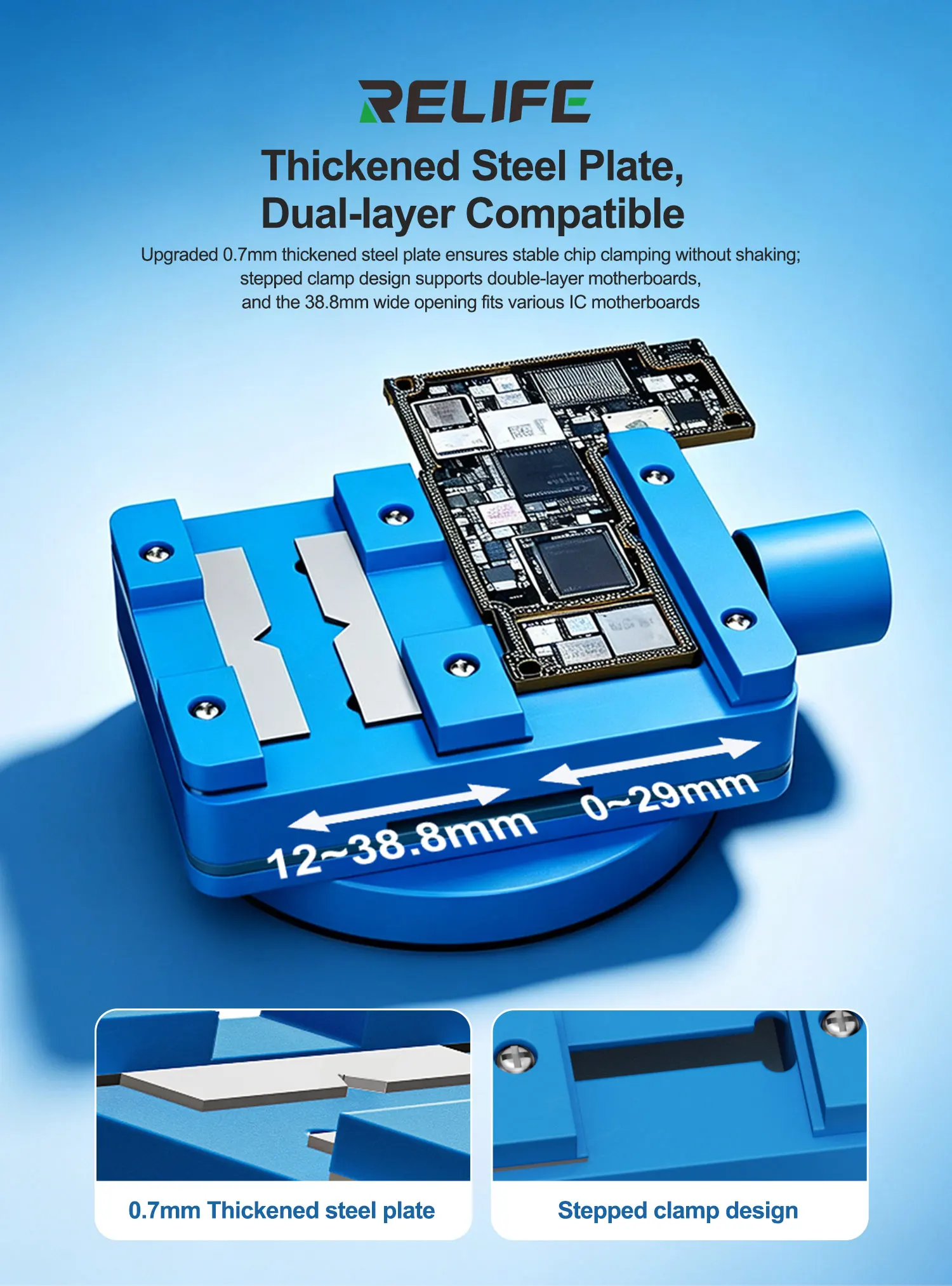 Hot Selling RELIFE RL-601I Mini Motherboard Chip Repair Mini Rotating Fixture for Motherboard Repair CPU Chip Removal