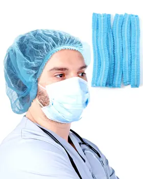 NonWoven Double Elastic Surgical Head Hair Cover Nonwoven Disposable Hair Net Cap Clip Caps  Bouffant Cap Disposable Hat
