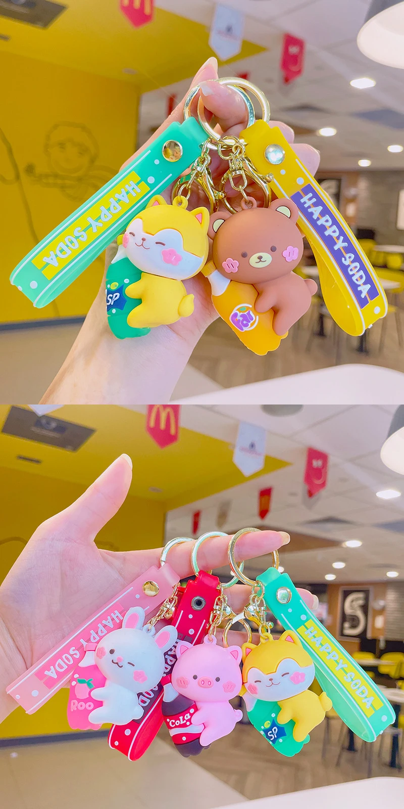 product cartoon soda animal 3d keychain pendant suitable for school bag pendant decoration christmas doll gift decoration wholesale232-59