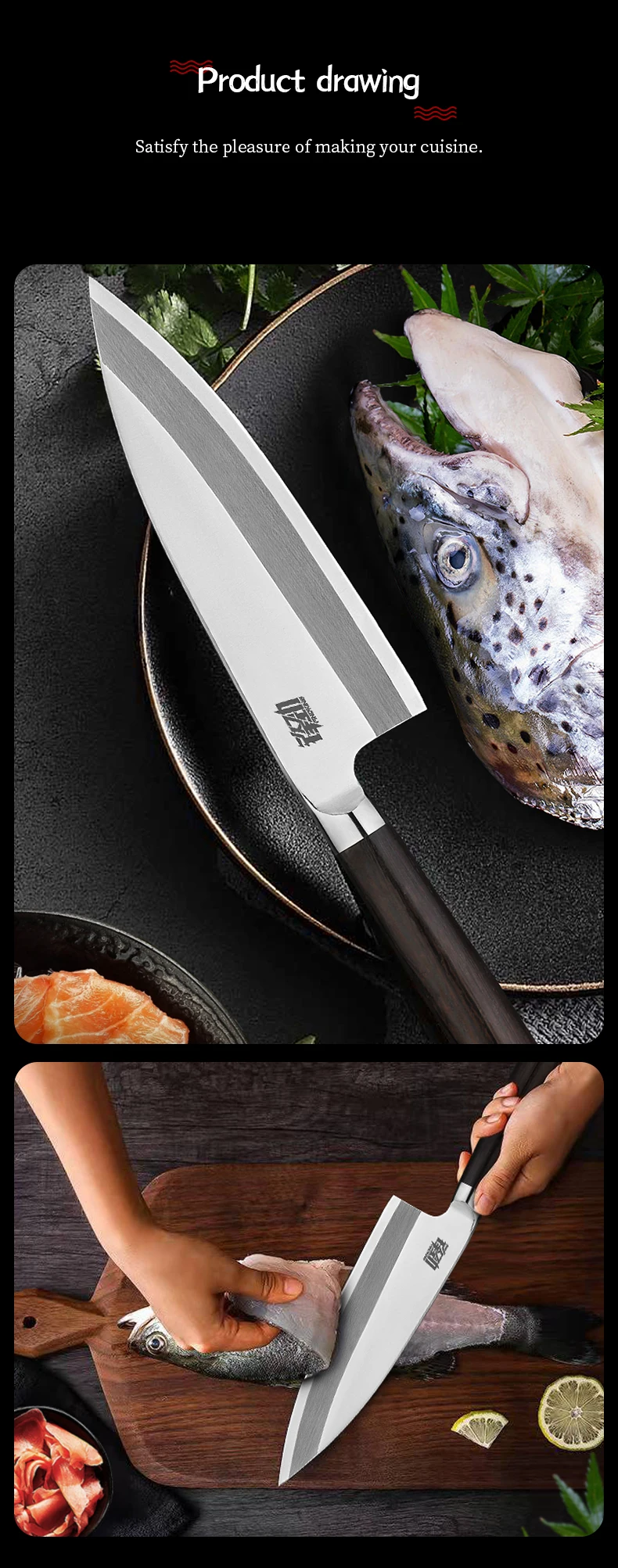 findking professional fish deba knife japanese