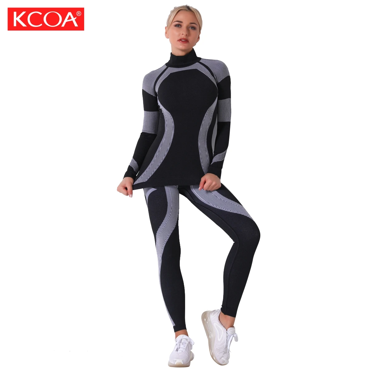 Low Price High Quality Seamless Screen Printing Fitness Women Long Sleeve Yoga Clothing Set With Your Own Logo