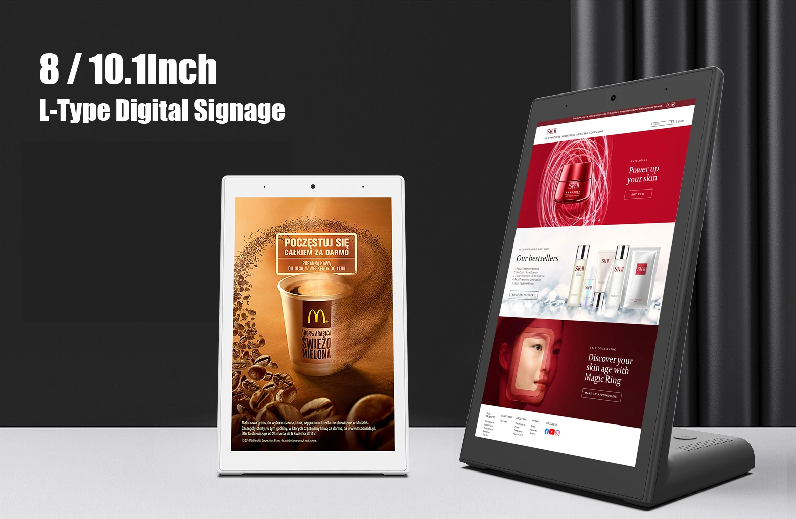Newest L Type Tablets Consumer Advertisement Display Stand Android 8 Inch Tablet