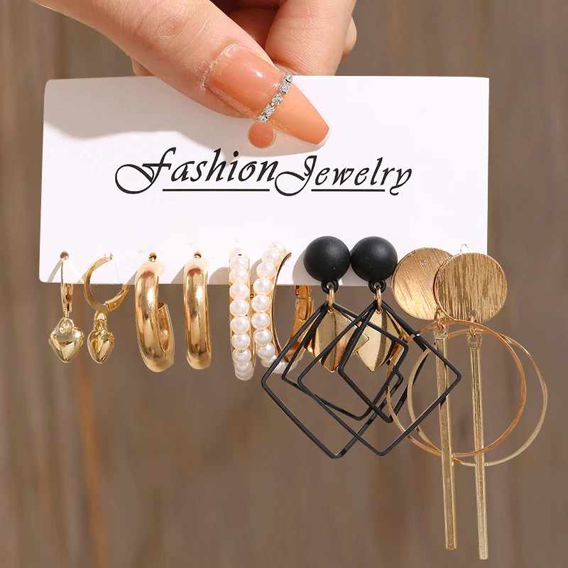 Rinhoo Pearl  Print Dangle Earrings Set  Gold Color Hoop Earrings for Women Butterfly Twist Earrings Jewelry