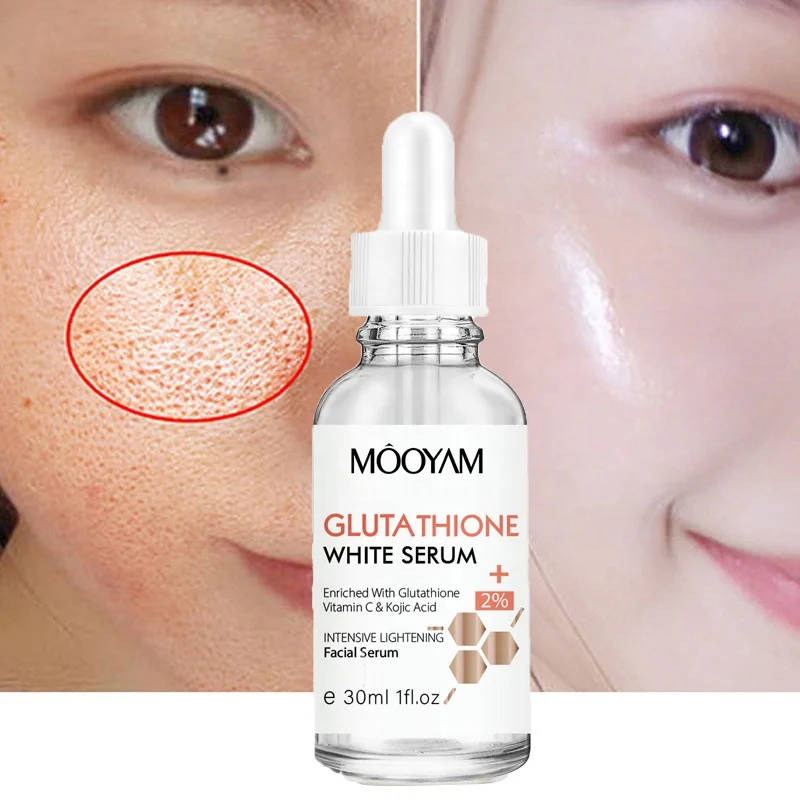Private Label Vitamin C Kojic Acid Skincare Glutathione Serum Skin  Whitening Facial Serum for Dark Spots Remover