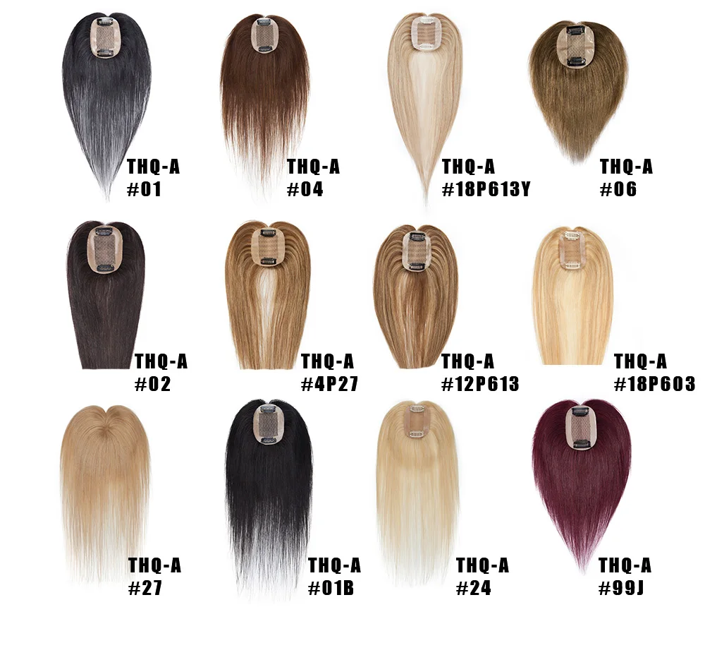 Benehair 100% Human Hair Extensions Clip In Topper Toupee Hairpiece Silk  Base for Women Remy Hair 6-14 Brown US 