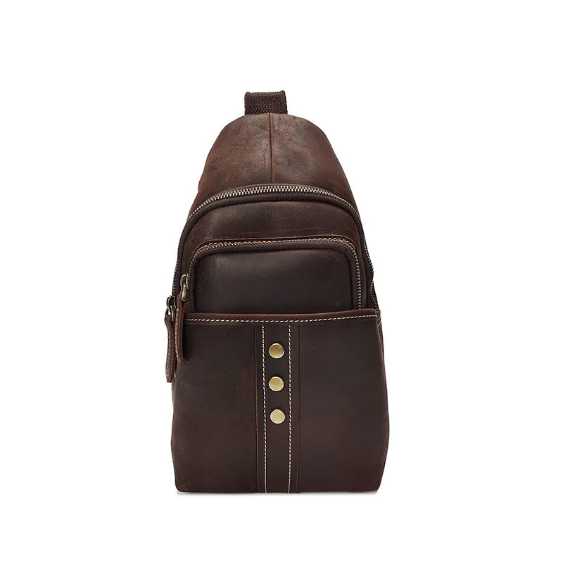 retro leather shoulder bag crossbody bag men's chest bag