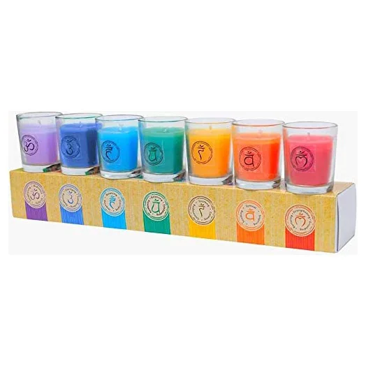 Chakra Candles Set Of 7 Meditation Crystal Scented Candles Gift Set For