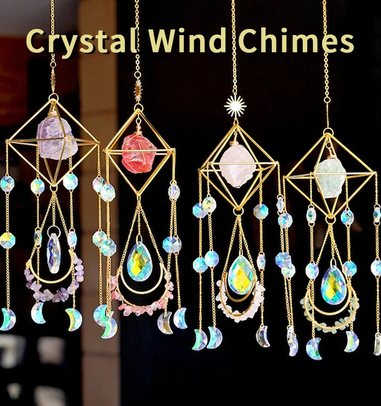 Amethyst Crystal Suncatcher Hanging Gold Plated Garden Sun Catcher For Windows Healing Decor For