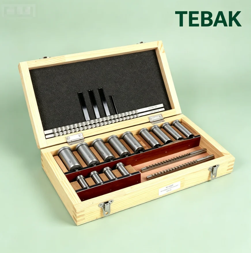 TEBAK HSS Metric Keyway Broach Set CNC Lathe Broaching Tools with Bushings & Shims for Metal Machining