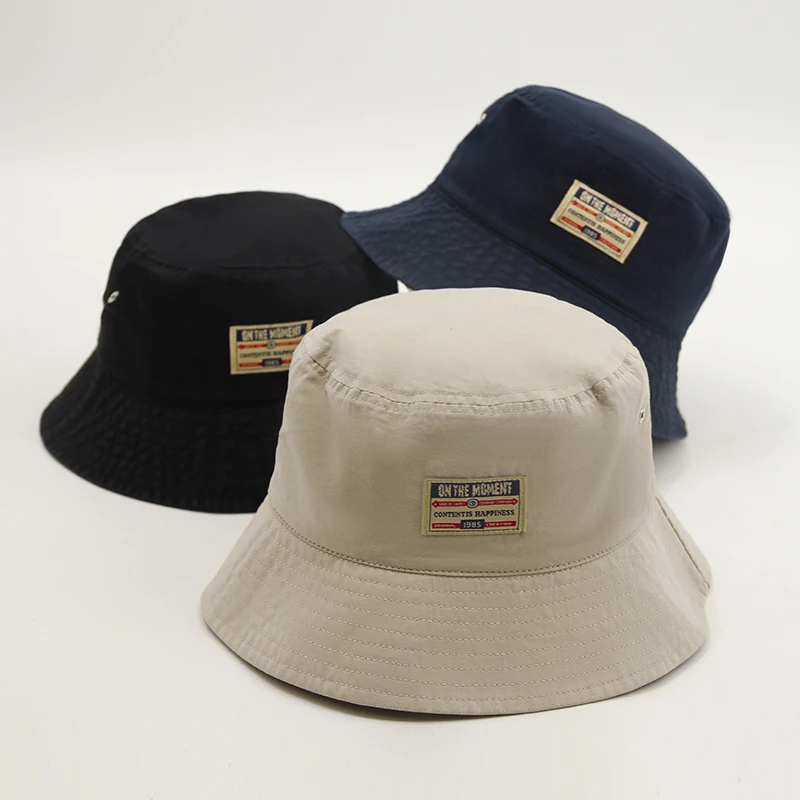 Black Summer Washed Cotton Casual Breathable Custom Fisherman Bucket