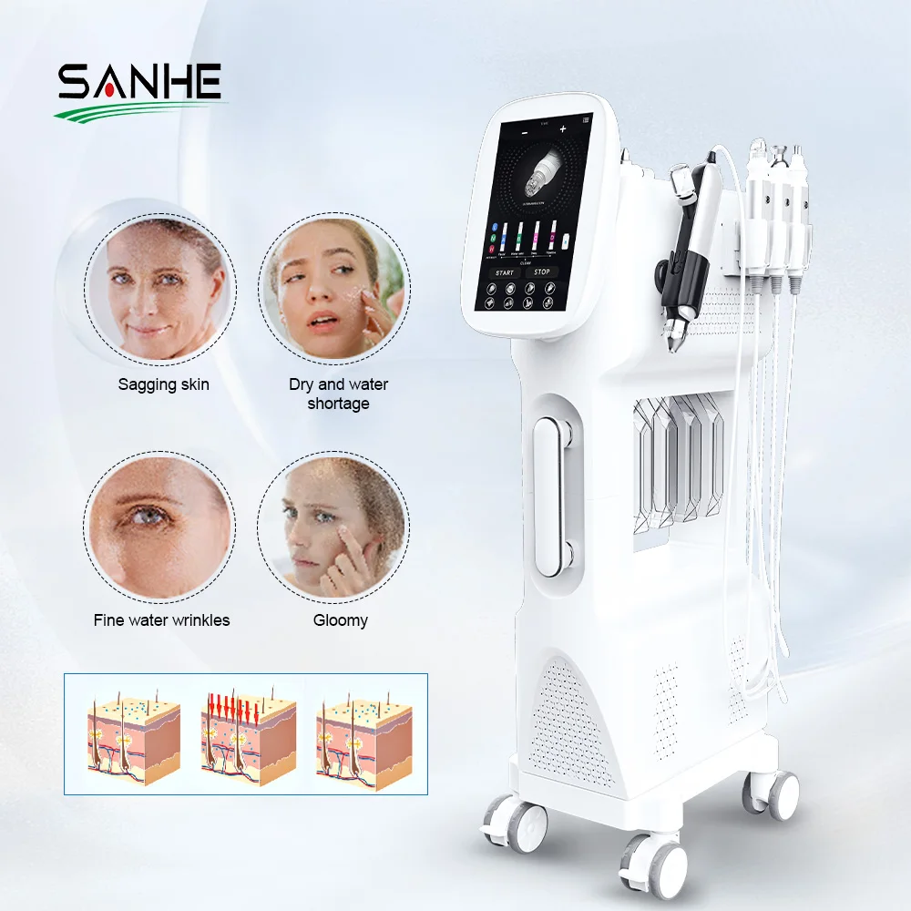 SANHE TECH Skin Pro-1 8-in-1 Multifunctional Skin Lifting Machine Hydra Dermabrasion Diamond Microdermabrasion for Commercial